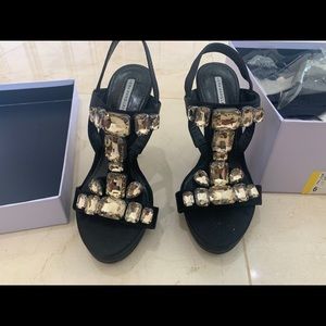 Vera wang lavender heels with large rhinestones